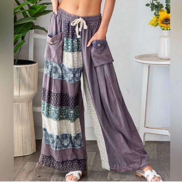 Oli & Hali Patchwork Cargo Jogger Pants | Mineral Wash Navy - Picture 1 of 10